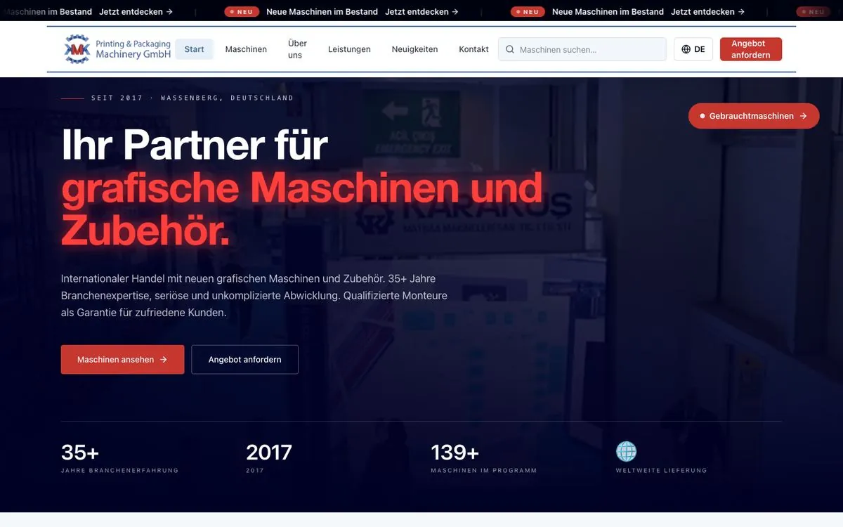 Startseite von KMK Printing & Packaging Machinery